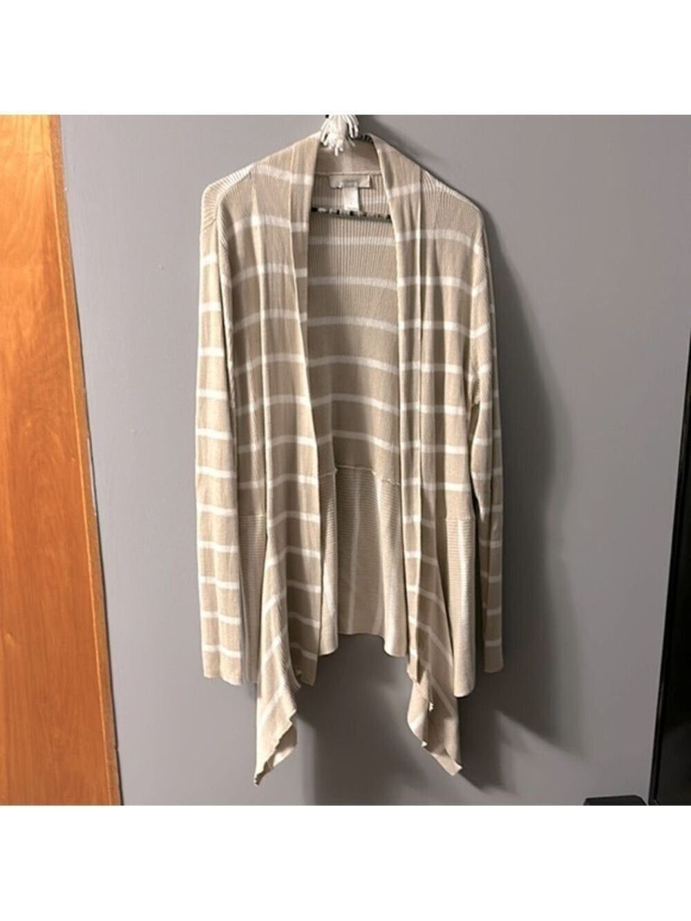 *5 for $45* CJ Banks tunic length cardigan size X (14W) neutral beige white